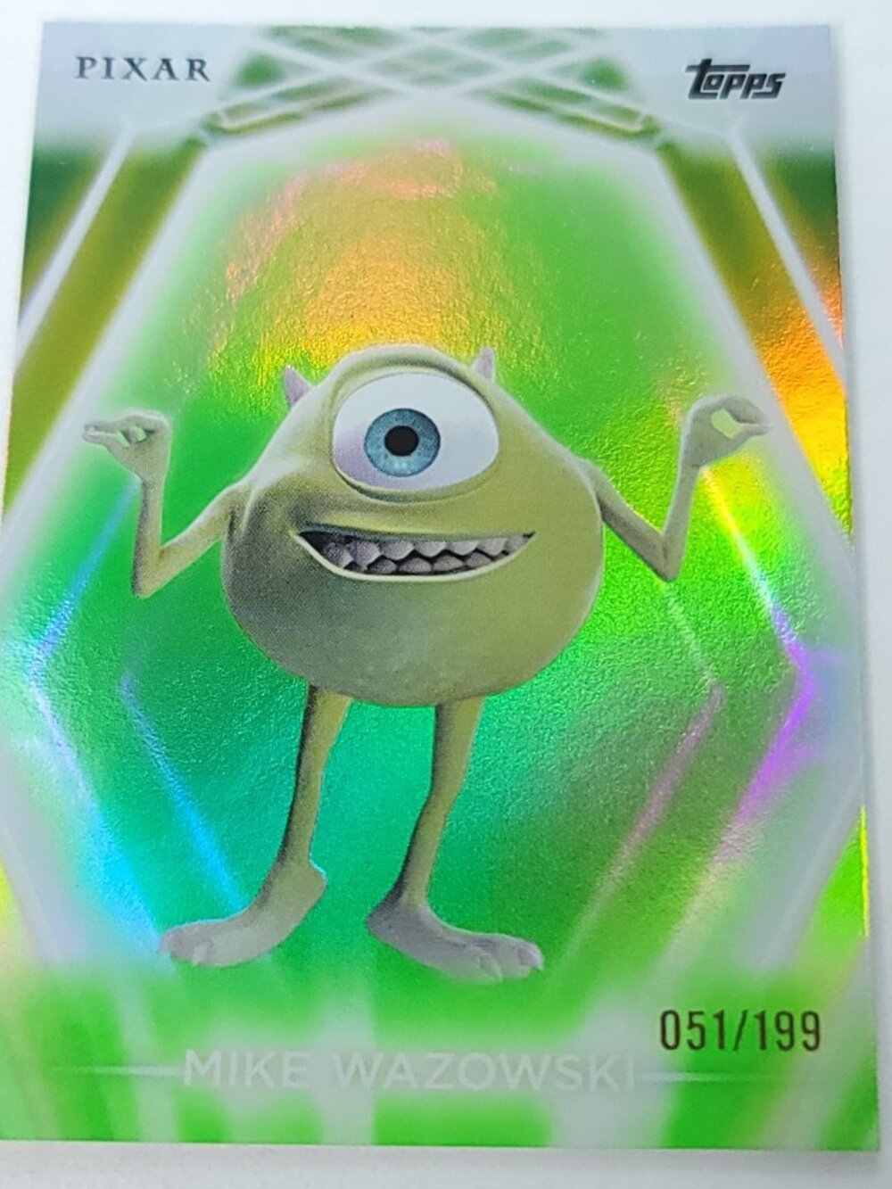 Mike Wazowski Topps 2026 Disney Neon Holo Parallel Refractor Limited 051/199